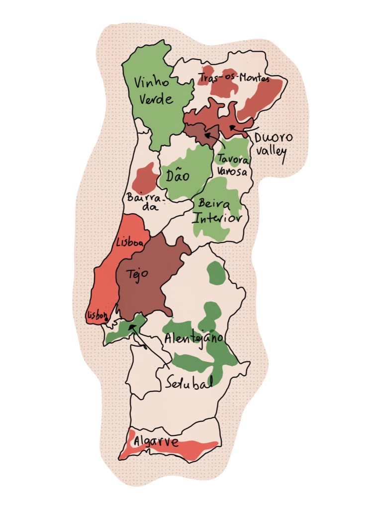 Portugal wine map