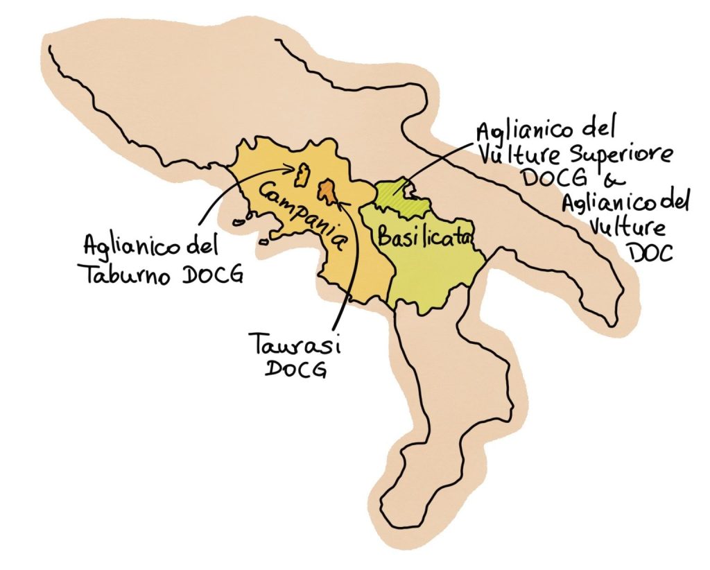 Aglianico, regions, campania, basilicata